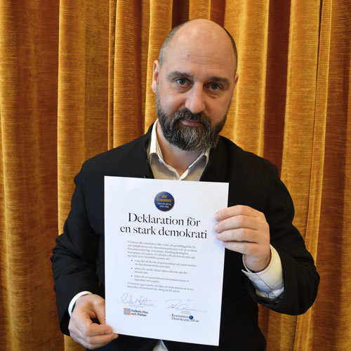 Calle Nathansson, vd för Folkets Hus och Parker har skrivit under demokratideklarationen 2021