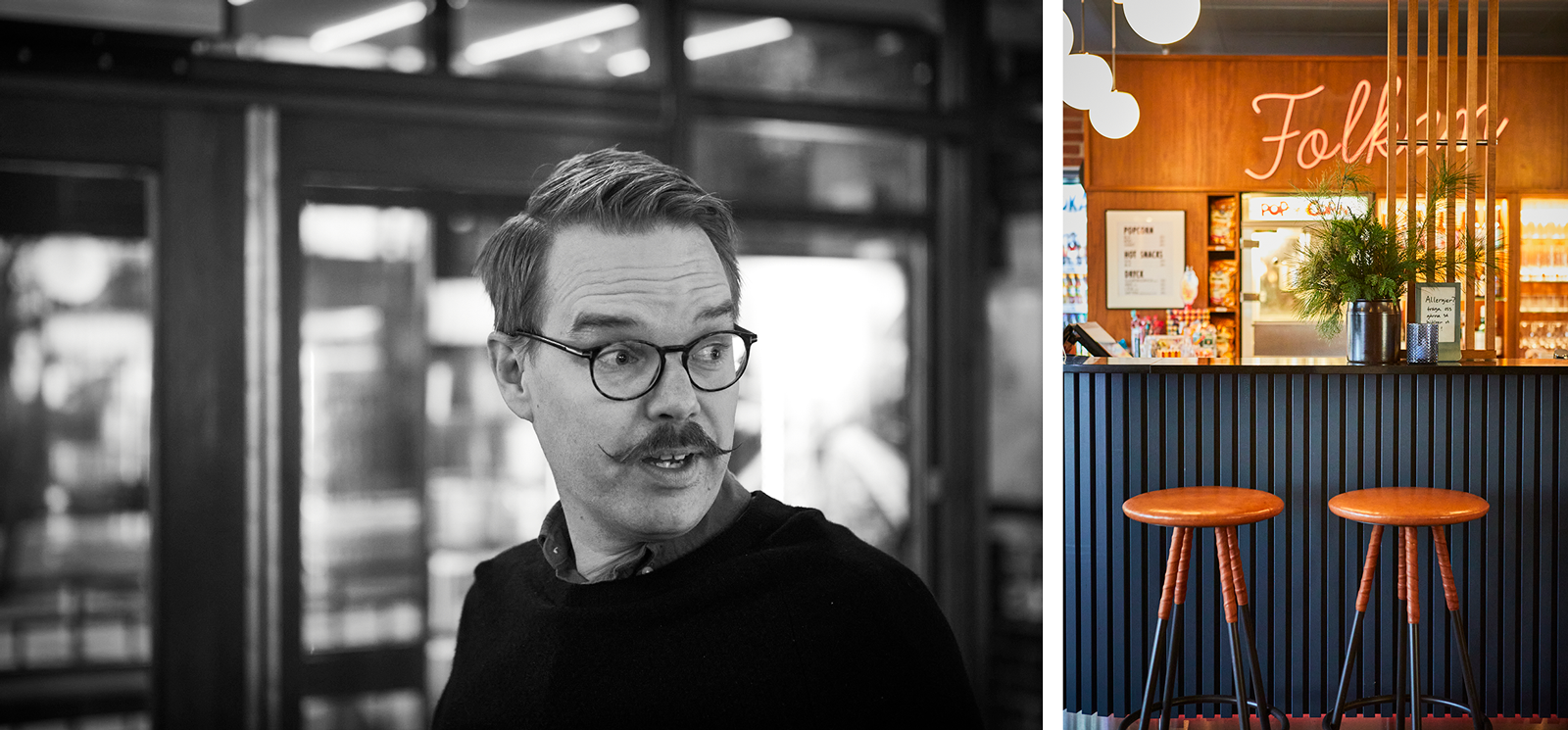 Kollage med Magnus Thuvesson och interiörbild
